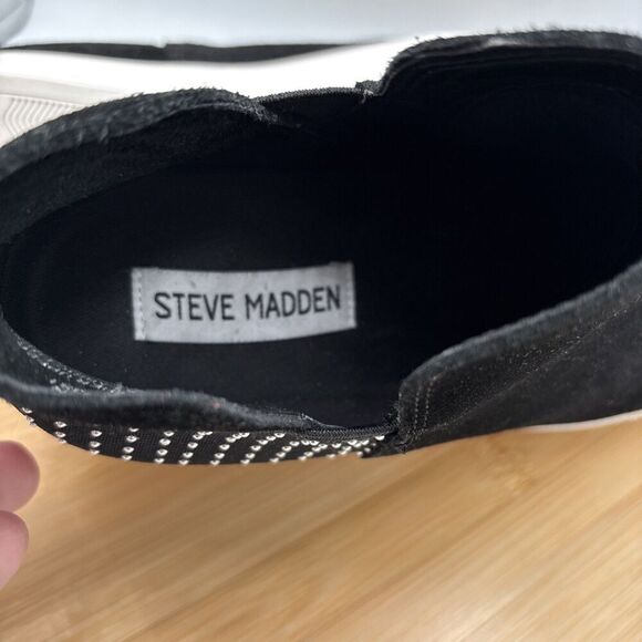 Steve Madden Crushin Black Suede Studded Ankle Booties Womens Size 7.5 M Boots - Picture 8 of 9